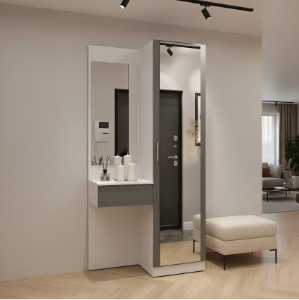 Набор мебели для прихожей "Марсель-104" МР 01-104 В2160 Ш1000 Г420 (ЛДСП Графит серый)